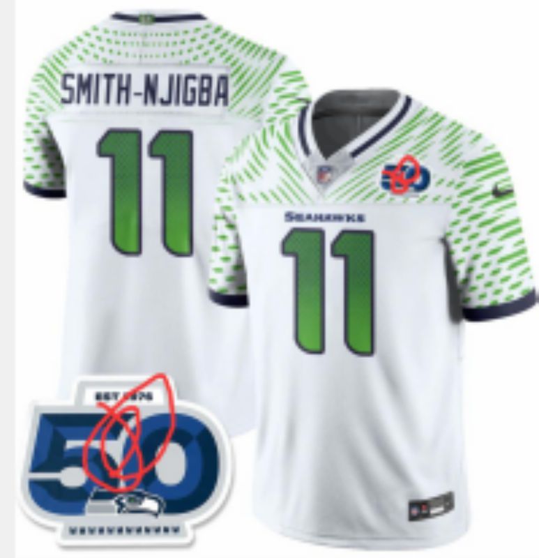 Men Seattle Seahawks #11 Smith-Njigba White 5th generations 2026 Nike Limited NFL Jersey style 003->seattle seahawks->NFL Jersey